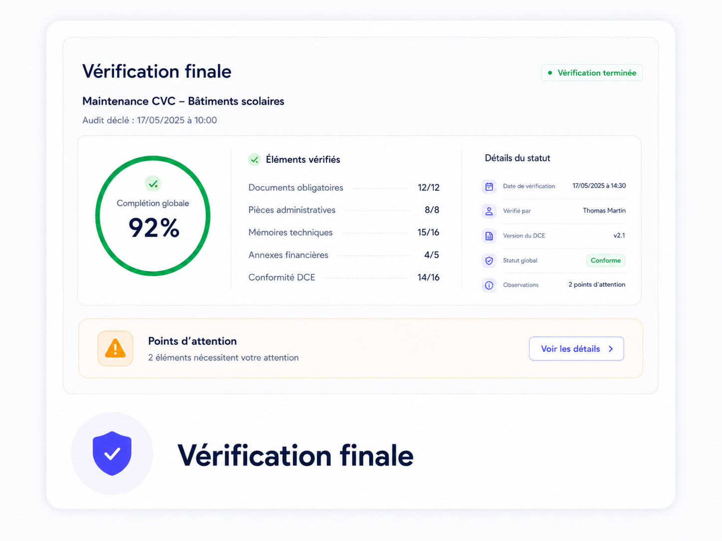 Vérification finale